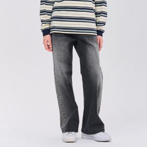 [오션스카이]여아 블랙 워싱 기모 와이드 데님팬츠-EFJG2376C03