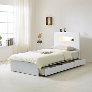 에이든 LED 미니 원룸 조명 싱글 침대 1인용 수납 좁은방 프레임 1100 (서랍형)