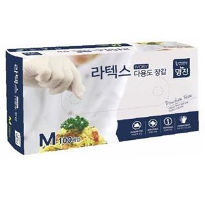 명진 다용도장갑 라텍스장갑 1통 100개입 (M)