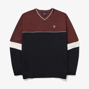 [휠라(프리미엄)]컬러블럭 브이넥 우븐 맨투맨 FS2POG3104XWIN