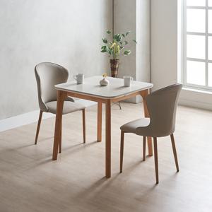 리가 2인용 세라믹 식탁 세트 B형 800 (테이블800+식탁의자 B형 철제 2개)