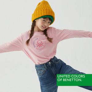 [베네통] 베네통 키즈 공용 긴팔 티셔츠 핑크 BNUTS4O14T