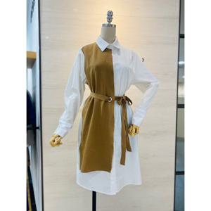 [포커스]니트배색 셔츠 원피스_FF1H7OP0078