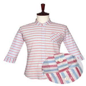 투톤 단가라 7부 셔츠 블루 남성의류 남성남방