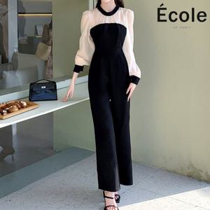 [에꼴드파리]지아 배색 점프수트_F43WOB010Z