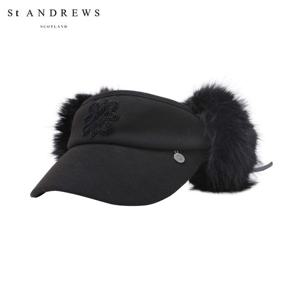 [세인트앤드류스] 여성 심볼 부클 자수 리본 퍼 이어워머 썬바이저