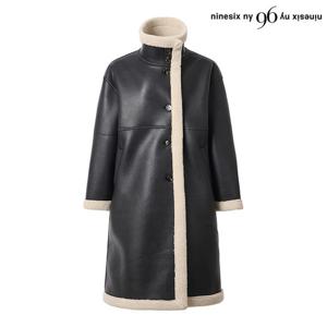 [나인식스뉴욕(영캐릭터)]양털 배색 레더 무스탕 코트 (NO4JH016L0)