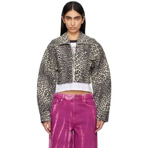 가니 재킷 베이지   그레이 레오파드 커브 재킷 251144F063010