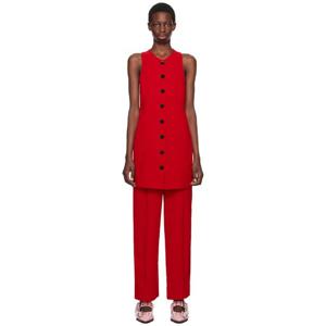 가니 원피스 레드 버튼 미니 드레스 242144F052005