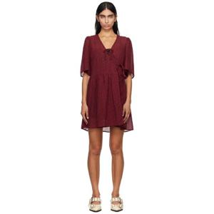 가니 원피스 레드   블랙 타이 스트링 미니 드레스 242144F052038