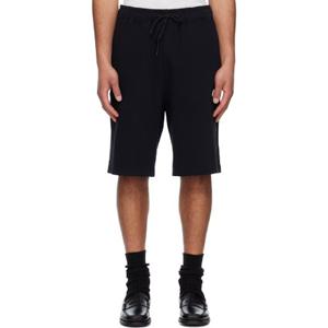 몽클레어 반바지 Moncler x FRGMT 히로시 후지와라 블랙 자수 로고 코튼 쇼츠 251171M193002