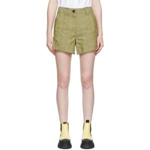 가니 반바지 옐로우 리넨 쇼츠 222144F088005