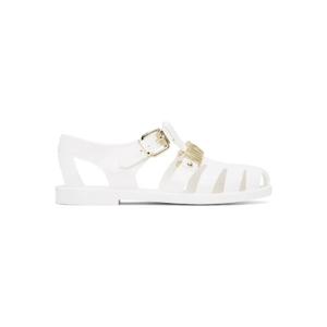 모스키노 샌들 화이트 젤리 레터링 로고 샌들 251720F121000