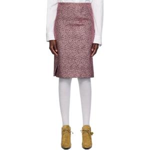 드리스반노튼 스커트 핑크   블랙 자카드 미디 스커트 242358F092021