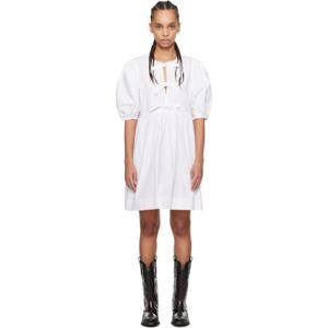 가니 원피스 화이트 타이 스트링 코튼 포플린 미니 드레스 251144F052002