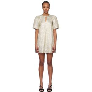 가니 원피스 골드   실버 메탈릭 A라인 미니 드레스 251144F052016