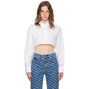 알렉산더왕 셔츠 화이트 드로우스트링 크롭 셔츠 242187F109009