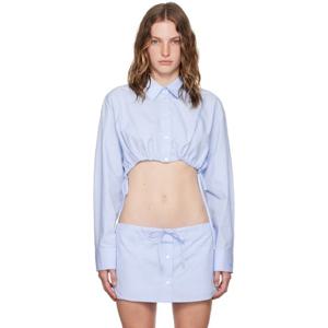 알렉산더왕 셔츠 블루 드로우스트링 크롭 셔츠 242187F109008