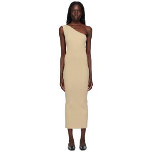 토템 원피스 베이지 원숄더 맥시 드레스 232771F055011