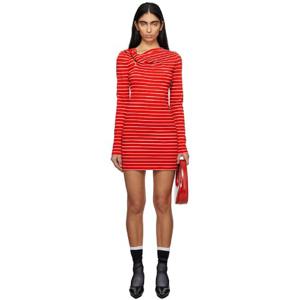 엠에스지엠 원피스 레드   화이트 스트라이프 미니 드레스 251443F052006