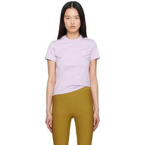 AMI Paris 티셔츠 퍼플 코튼 크롭 티셔츠 251482F110005