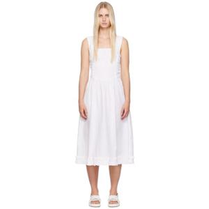 가니 원피스 화이트 셔링 미디 드레스 242144F054005