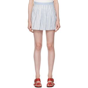 가니 미니스커트 블루   화이트 플리츠 미니 스커트 242144F090010