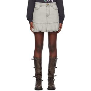 가니 미니스커트 그레이 퓨처 플리츠 데님 미니 스커트 242144F090008