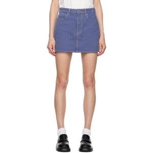 가니 미니스커트 블루 스트라이프 데님 미니 스커트 242144F090004