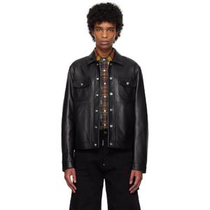 디스퀘어드2 가죽재킷 블랙 박시 진 가죽 재킷 251148M181000