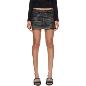 알렉산더왕 미니스커트 블랙 디스트레스 크리스탈 데님 미니 스커트 242187F090001