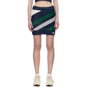 카사블랑카 미니스커트 블루 플러피 스트라이프 미니 스커트 251195F090002