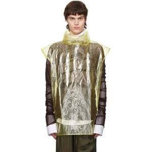 드리스반노튼 터틀넥 옐로우 시스루 티셔츠 251358M185001