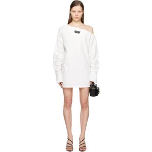 발망 원피스 화이트 코튼 셔츠 미니 드레스 251251F052012