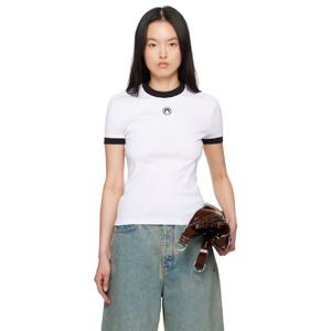 마린세르 티셔츠 화이트 문 로고 저지 티셔츠 251020F110006