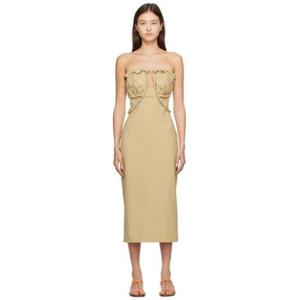 쟈크뮈스 원피스 카키 르 라피아 라 로브 비키니 미디 드레스 231553F054005