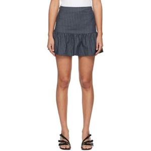 가니 미니스커트 그레이 스트라이프 미니 스커트 241144F090002