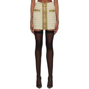 발망 미니스커트 베이지 집업 미니 스커트 231251F090035