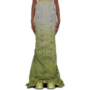 릭오웬스 롱스커트 Moncler    토프   그린 알 데님 맥시 스커트 241232F093000