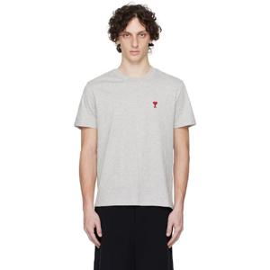 AMI Paris 티셔츠 그레이 코튼 아미 드 꾀흐 티셔츠 251482M213027