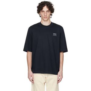 AMI Paris 티셔츠 네이비 코튼 티셔츠 251482M213006