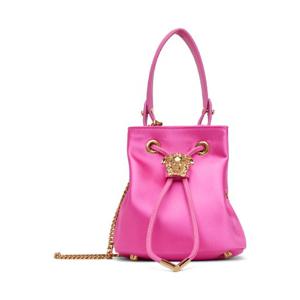 베르사체 숄더백 핑크 미니 라 메두사 새틴 버킷백 252404F048008