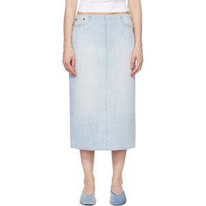 아크네 스커트 블루 패딩 데님 미디 스커트 251129F092007