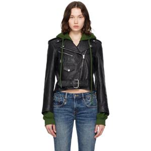 아크네 가죽재킷 블랙   그린 레이어드 가죽 재킷 251129F064009