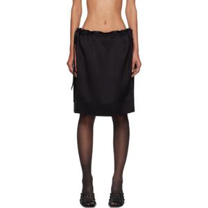 토템 미니스커트 블랙 드로우스트링 새틴 미니 스커트 252771F090000