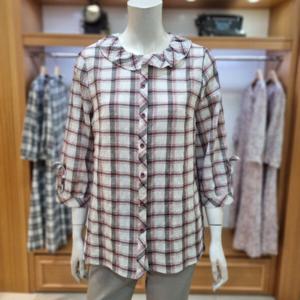 [앤디스클라인]A2NAB401A 체크프릴카라 블라우스