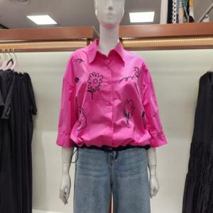 수스 HC04 꽃자수  스트링 칠부 소매 셔츠 S252BBL754