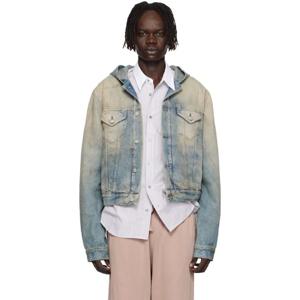 아크네 청자켓 블루 후드 데님 재킷 252129M177005