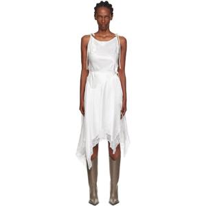 아크네 원피스 화이트 텍스트 새틴 레이스 미디 드레스 252129F054003