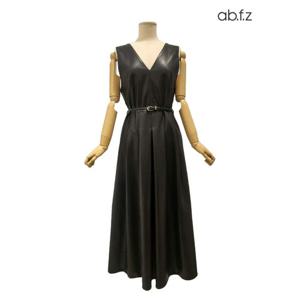 [에이비에프지]벨티드 민소매 레더 롱 원피스APA1HO31A